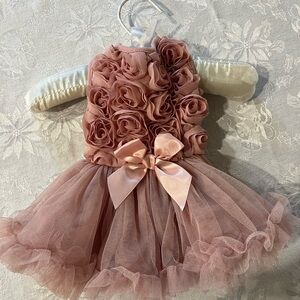 Elegant Pink Pet Dress with Rosettes